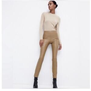 ZARA Faux Leather, High Rise, Leggings, super stretchy, size Medium